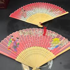 Vintage Chinese Carved Bamboo Wooden Hand Fan With Box ...