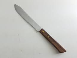 Serrated Butcher Knife Stainless Steel Japan Wood Handle | eBay