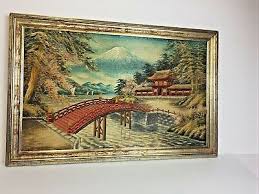 VINTAGE ASIAN HAND EMBROIDERED MOUNTAINS,HOUSE FRAMED FINE WALL ART | eBay