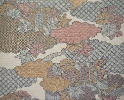 Vintage Japanese Kimono Fabric: Royal Garden Scene Yuki ...