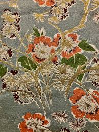 Buy Vintage Floral Barkcloth Fabric: Coral, Gold, and Blue ...