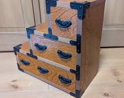 Japanese chest of drawers Vintage Wooden step tansu Showa ...