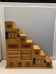 Japanese Tansu Miniature Step Cabinet - Etsy