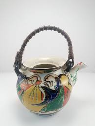 Vintage Brightly Painted Japanese Ceramic Teapot Featuring ...