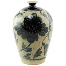Vintage Marc Ward Sgraffito Salt Glaze Stoneware Bottle Form Vase with. For Sale at Ruby Lane