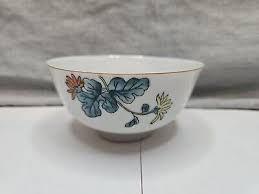 Vintage Porcelain Rice Bowl, Blue Jay/Floral Design, 4.5'' Diameter | eBay