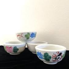 Set 4 Vintage F.S. Louie Berkeley Restaurant Ware 4" Soup Bowls Bird Floral - Etsy