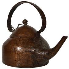 Vintage Hand-Hammered Copper Teapot With Patina From 20th Century, India | Chairish