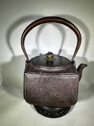 Antique Japanese Cast Iron Teapot Square Kettle Signed ...