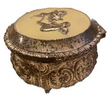 Small Silver Tin Metal Vintage Decorative Ring Box Japan Hinged Jewelry | eBay Australia