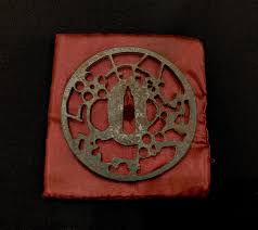 Japanese Antique Iron TSUBA/ 1860's, Iron KATANA TSUBA ...