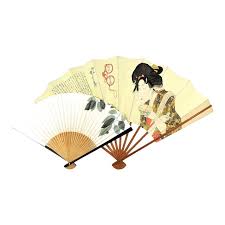 Vintage Japanese Geisha and Ladybug Bamboo & Paper Hand Painted Fans- a Pair | Chairish