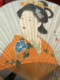 Sold at Auction: Geisha & Wave Design Decorative Hand Fans On Stands - Elegant Japanese Art