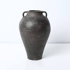 Approx. 14"H Charcoal Gray Vase with Two Handles (4.9" opening) - Bed Bath & Beyond - 41164793