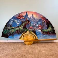 Breathtaking Hand Painted Bamboo and Fabric Fan Wall Hanging - Fantastic Condition! for Sale in Tacoma, WA - OfferUp