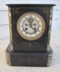 Antique mantel clock with marble case - 11" tall | eBay