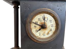 Antique French Black Marble Stone Clock Spelter Mantlepiece ...