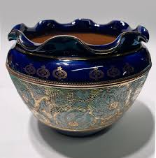 Royal Doulton Jardiniere 1920's Ceramic Pottery Deep Blue ...