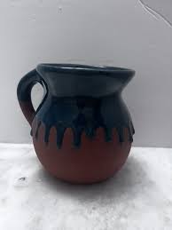 Mexican Folk Art Pottery Mug Handmade Drip Glaze Design | eBay