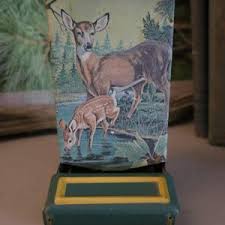 Vintage Jasco Tin Match Box Holder Deer in Forest Scene Hong ...
