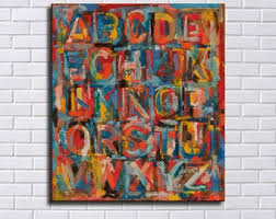 Jasper Johns 'numbers and Alphabet' Waterproof Vinyl Fabric ...