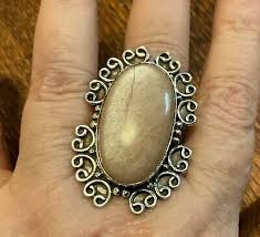 Sterling silver pink cat's-eye ring size 7.75 | eBay