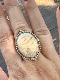 Cream Jasper Oversized Ring - Sz. 7 | Creek Bottom & Compa