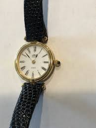 YAZ Vintage Ladies Watch Black Leather Band New Battery 02 L ...