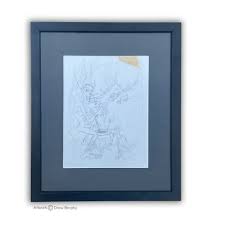 Lost Greed Buzzard graphite sketch on Paper 17" x 14.5" Framed in blac