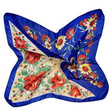 Silk Scarf Floral Vibrant Color Large Square Roses Daisies ...