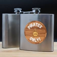 Pirates Only - Funny Pirate Themed Stainless Steel Hip Flask ...