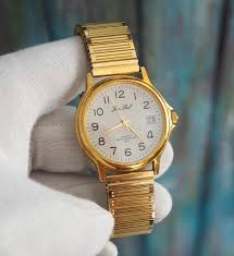 Jean Paul Quartz Watch 36mm | Gold Tone Stretch Band | Date ...