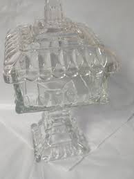 Vintage Clear Glass Wedding Box Square Pedestal Candy Dish ...
