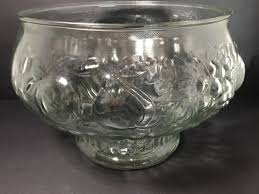 Vintage Jeannette Glass Crystal Fruit Design Punch Bowl w/18 ...