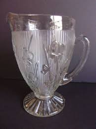 Iris Herringbone Footed Pitcher 56oz. Depression Glass | eBay