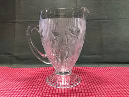 Art Deco Water Pitcher Jeanette 1920's - 1930's Iris Pattern ...
