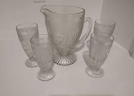 Vintage Jeannette Glass Iris & Herringbone Pattern Pitcher ...