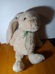 KellyToy Plush Bunny Rabbit Rattle Crinkle Floral Ears White ...