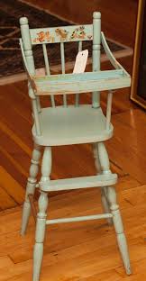 Lot - Vintage wood painted doll highchair, circa 1930s