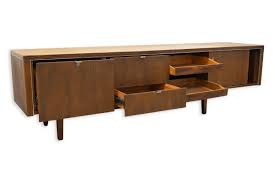 Mid Century Modern Free Standing Wood Credenza With Sliding ...