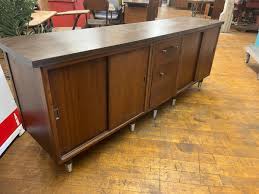 Vintage Wood Mid Century MCM Executive Sideboard Credenza ...