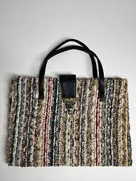 Vintage Sherpa Knit Multicolor Two Black Two Straps Hand Bag ...