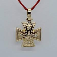 14k Gold Pendant With Lab Diamonds, Maltese Cross Style - Etsy