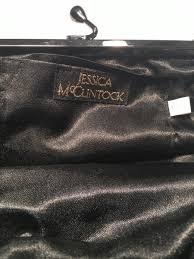 Jessica McClintock Black Satin Rhinestone Kiss Clasp Evening ...