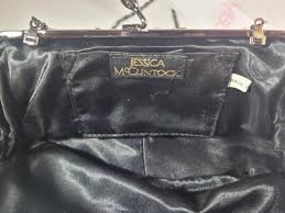 Jessica McClintock Black Satin Purse Chain Shoulder Strap ...