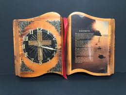 LOT 66U: Vintage Bible Footprints Clock, Vintage Priest's Sick Call Box Cross, Crucifixes & Mother Mary Wall Hanging | EstateSales.org