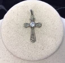 Vintage Sterling Silver 925 Cz Solitaire Cross Pendant GG741 | eBay