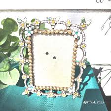 Rhinestone Edged Picture Frame Swags Flowers Three by Five ...