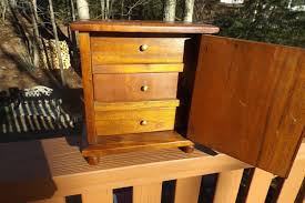 Antique Wooden Footed Jewelry Box in Shape of Cabinet, 3 ...