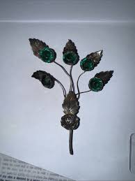 Large Sterling Silver and Green Stone Flower Pin Brooch | eBay
